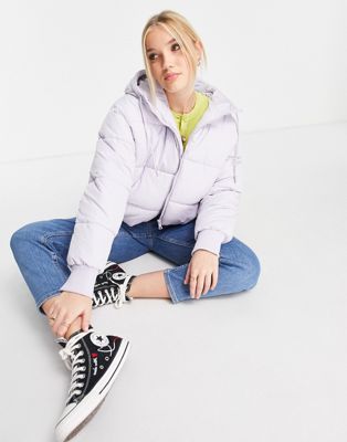 Monki hooded padded jacket in lilac - LILAC