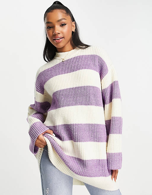 Jumpers & Cardigans Monki recycled jumper in purple stripe 