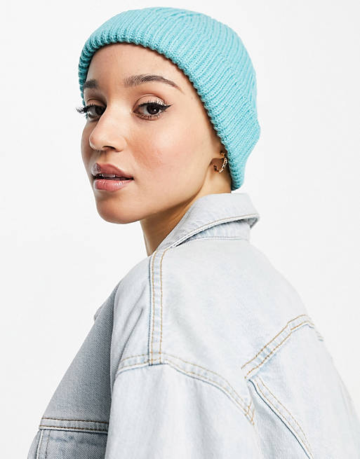 Monki polyester fisherman beanie in turquoise - TURQUOISE