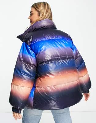 blue ombre puffer jacket