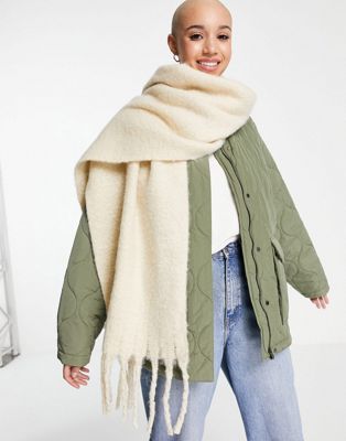 Monki recycled polyester scarf in beige