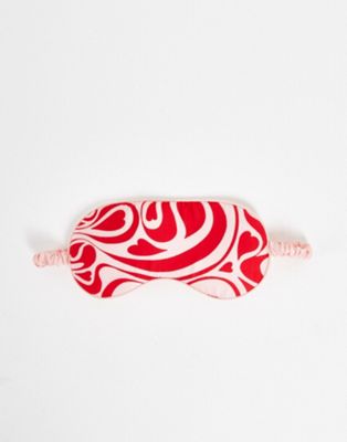 Monki sleep mask in pink and red swirl print  - RED