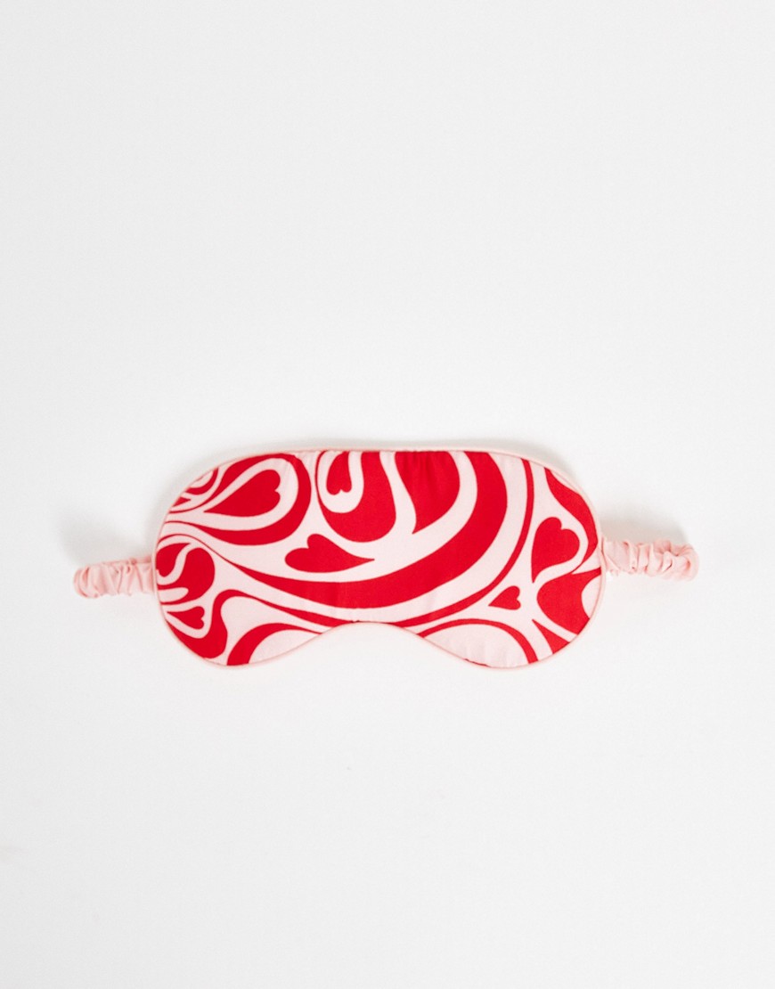 Monki recycled sleep mask in pink and red swirl print