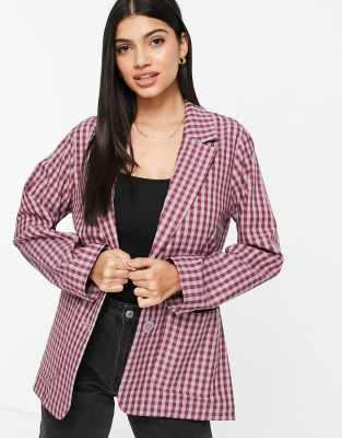 Monki tonal check blazer in lilac - LILAC