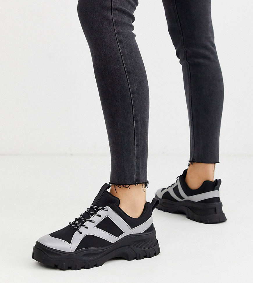 Monki reflective chunky trainers in black