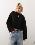 [Monki] Monki relaxed crew neck jumper in black XS Black