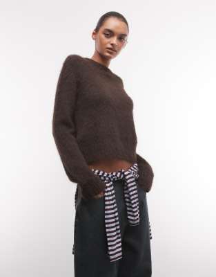 Monki Relaxed Knit Sweater In Brown