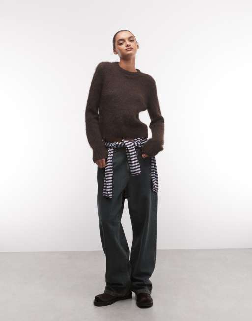 Monki relaxed knitted jumper in brown, 2 of 4