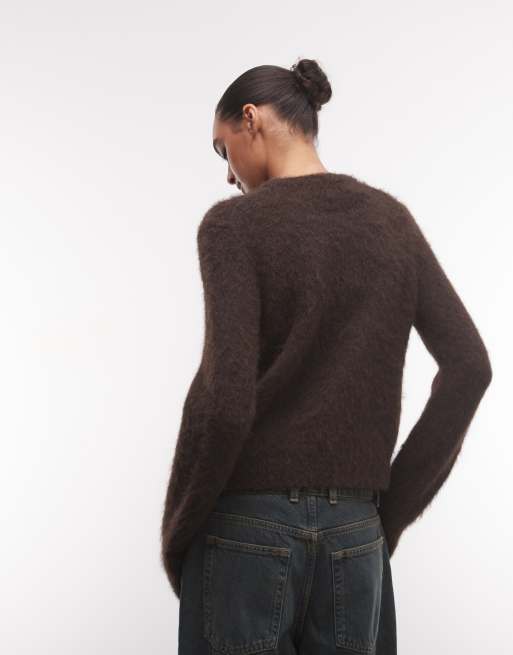 Monki relaxed knitted jumper in brown, 4 of 4