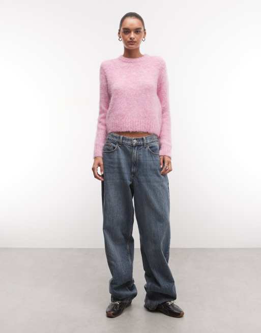 Monki relaxed knitted sweater in dusty pink, 3 of 4