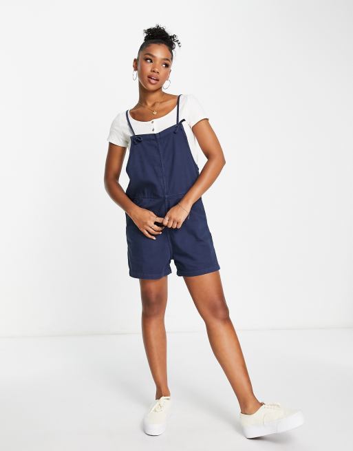 Monki relaxed playsuit in mid wash denim