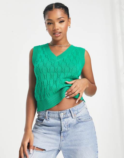 Green crop top on sale sweater