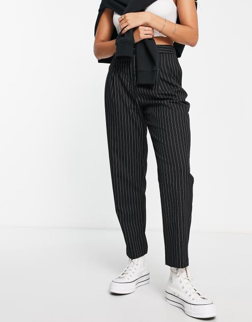 Monki relaxed tailored trousers in monochrome stripe