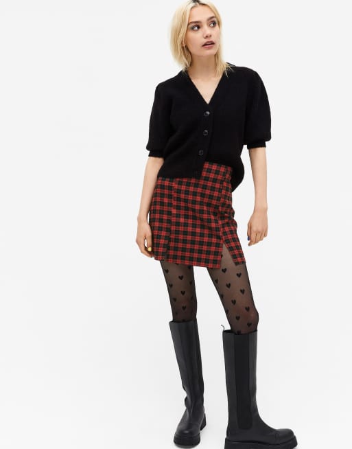 Monki Renata Mini jupe carreaux Rouge et noir