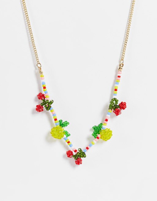 Monki Reverie fruit necklace mutli