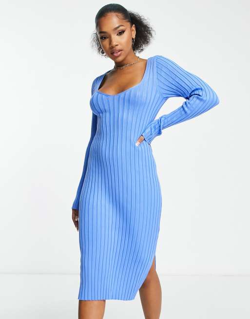 Ribbed knit dress with opening