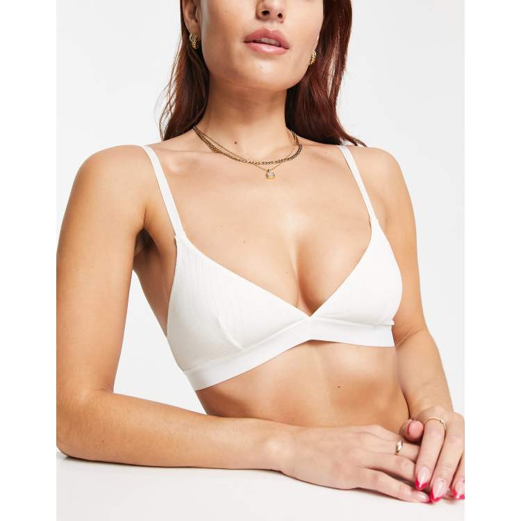 Monki triangle satin bralet in cream