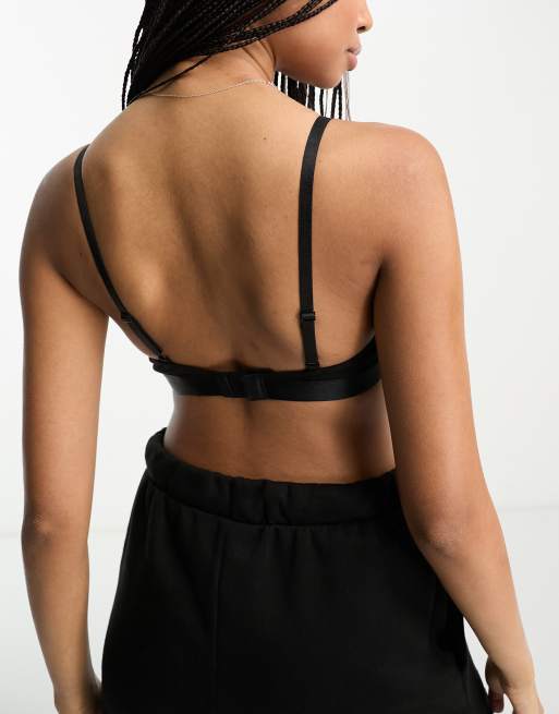 Monki rib triangle bralette in black