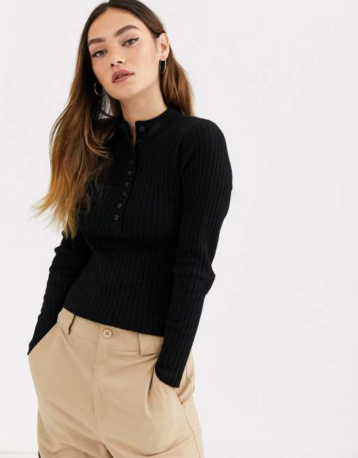 Button sale sleeve jumper