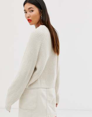 oversized ribbed crewneck cardigan