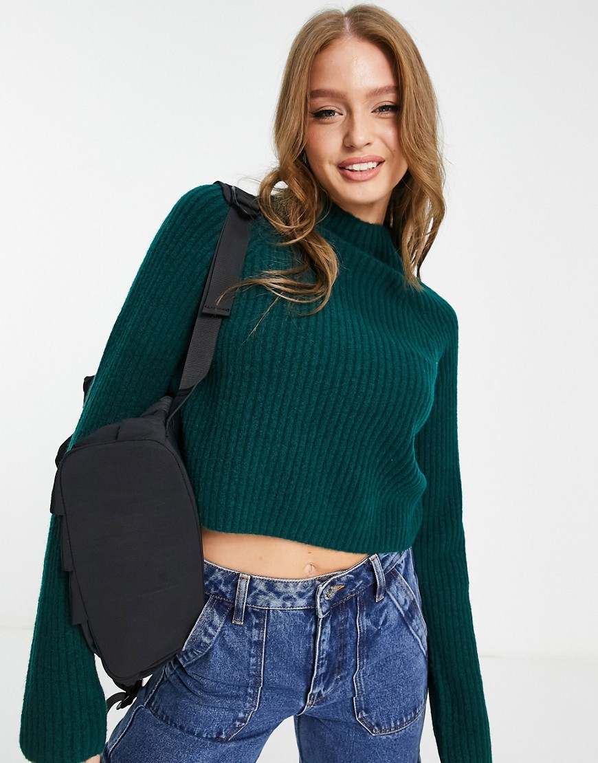 Monki ribbed knit sweater in green
