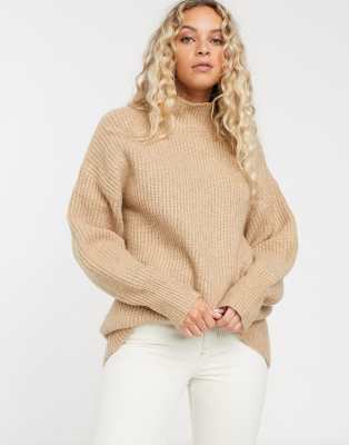 beige polo neck jumper