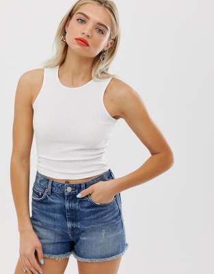 Monki ribbed tank top in white | ASOS