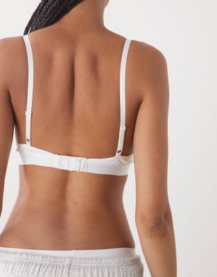 Monki Ribbed Triangle Bralet In White