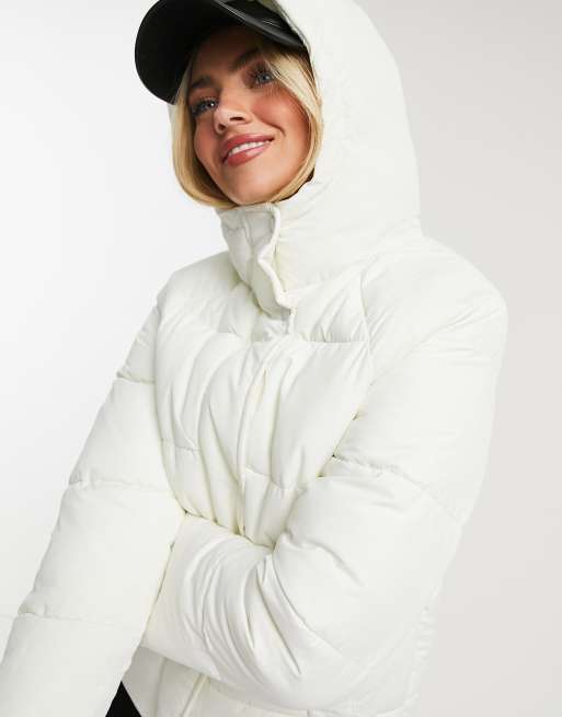 Monki Rino chaqueta acolchada con cordón y capucha en blanco roto - BLANCO, 3 de 4