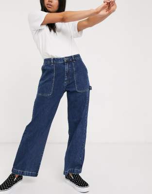 Monki Rio organic cotton wide leg jeans in blue | ASOS
