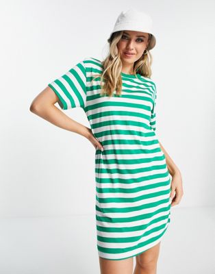 Monki striped dress in green stripe - ASOS Price Checker