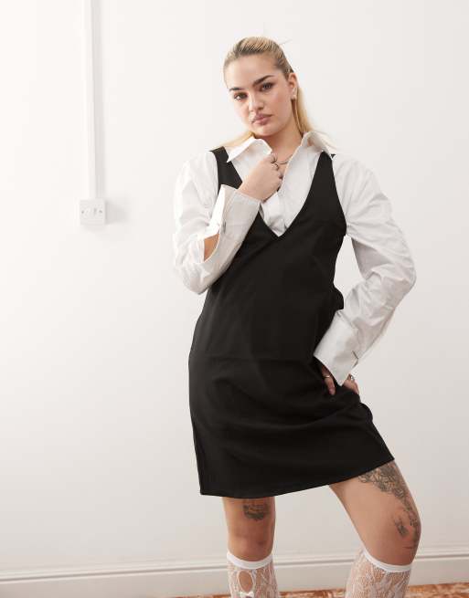 Monki - Robe chasuble courte - Noir, 2 de 4