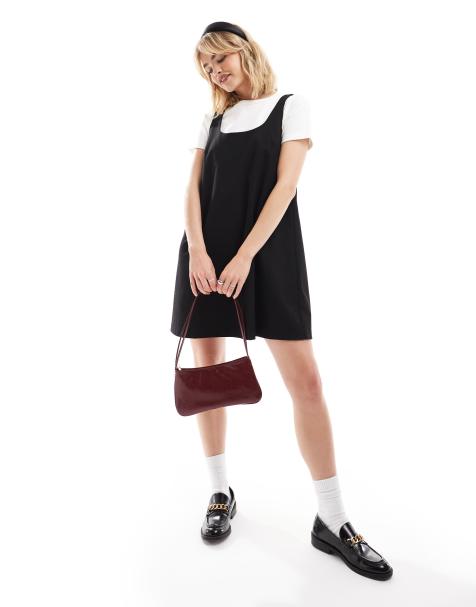 Monki - Robe chasuble courte - Noir - view 1