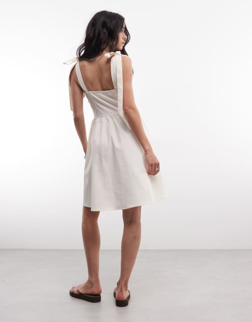Monki - Robe longueur genou à détails façon bustier - Blanc, 4 de 4