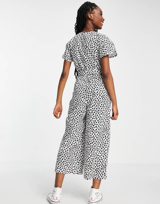 Black and white store floral jumpsuit