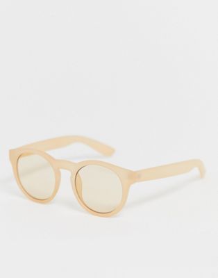 Monki - Ronde cat eye-zonnebril in beige