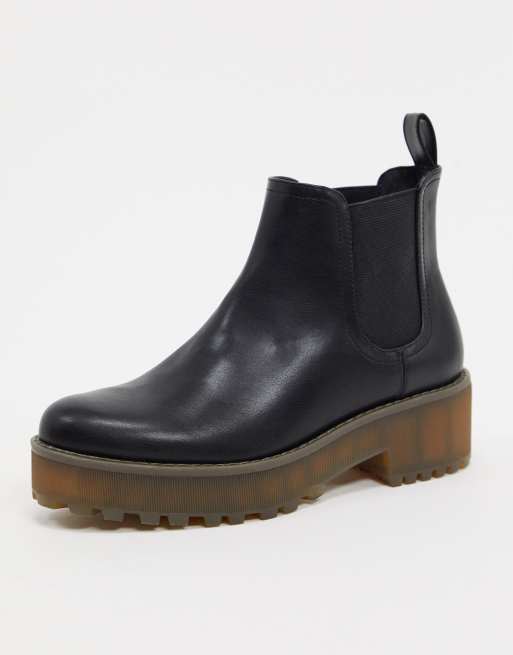 monki malwina faux leather chunky boot in black