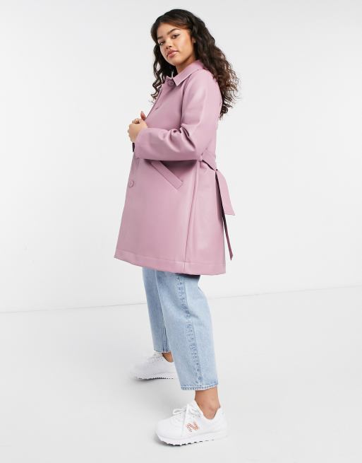 Monki – Rori – Jacke in Rosa mit Gürtel in Lackoptik, 4 von 4