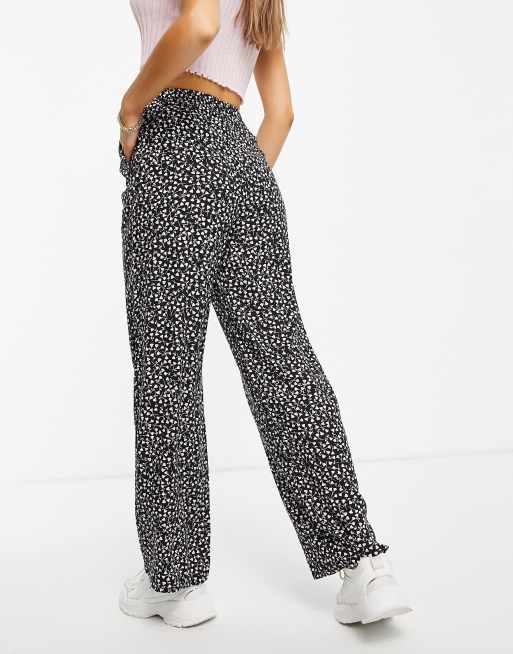 Monki - Rosie - Pantaloni a fondo ampio neri a fiori, 2 di 4