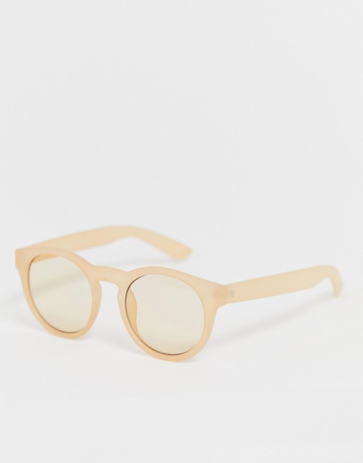 Monki round cat eye sunglasses in frosted beige