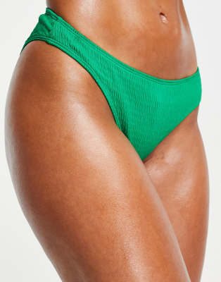 Monki ruched bikini briefs in green - ASOS Price Checker