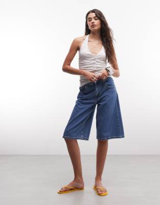 Monki Ruched Halter Top In White