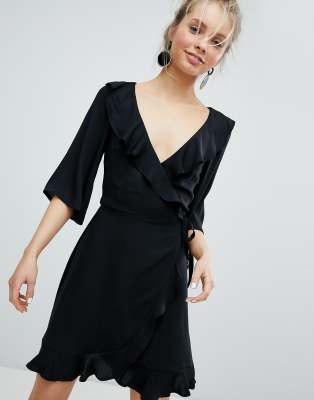 black wrap dress