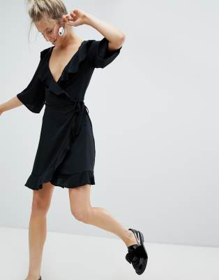 black wrap dress asos