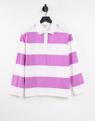 Monki rugby polo top in pink - ASOS Price Checker