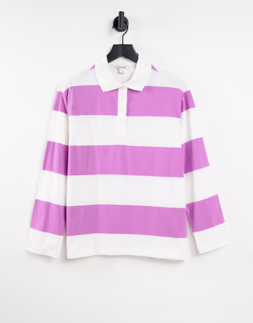 Monki – Rugby-Poloshirt in Rosa