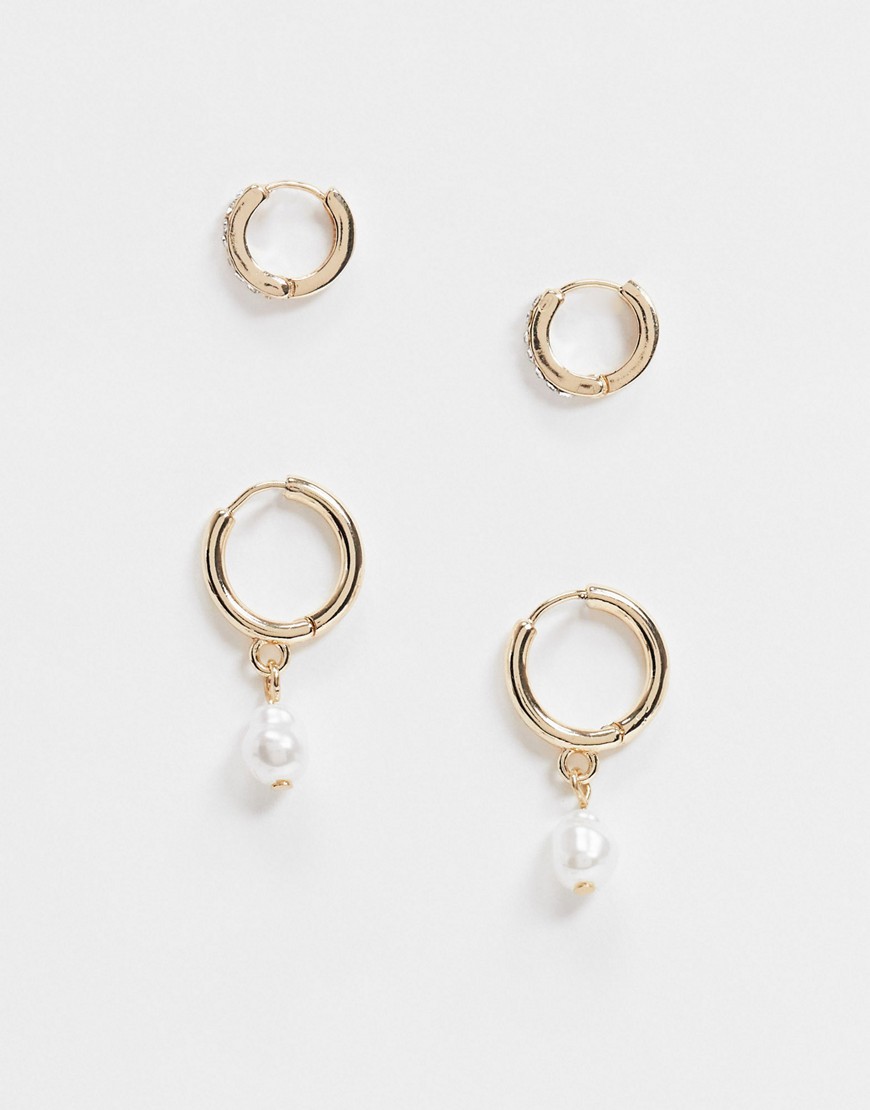 Monki Ruth 2-pack hoop earrings in gold