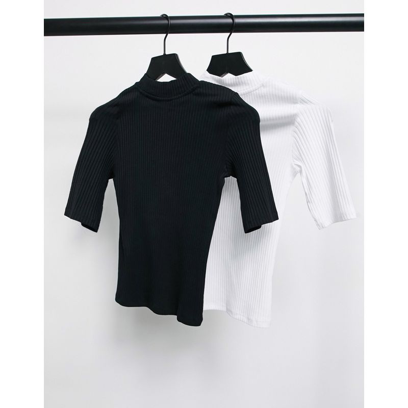 Donna Confezioni multipack Monki - Sabrina - Confezione da 2 T-shirt in cotone organico nera e bianca