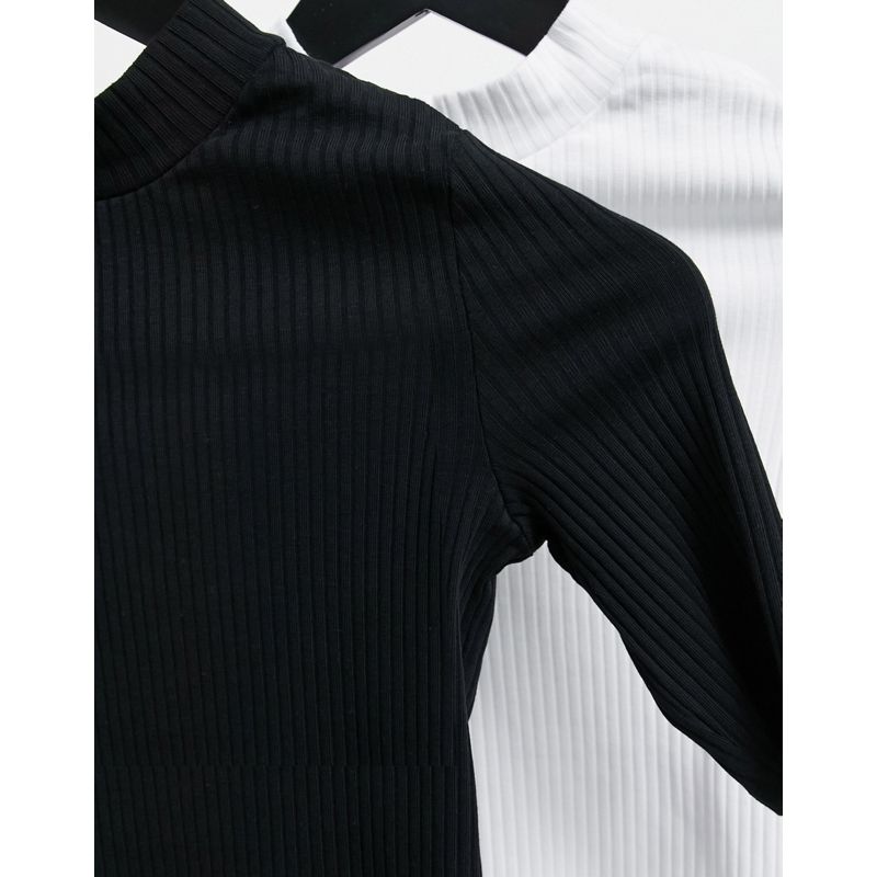 Donna Confezioni multipack Monki - Sabrina - Confezione da 2 T-shirt in cotone organico nera e bianca