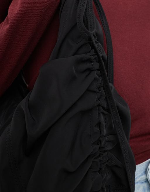 Monki - Sac porté épaule en nylon froncé avec détails noués - Noir, 3 de 4